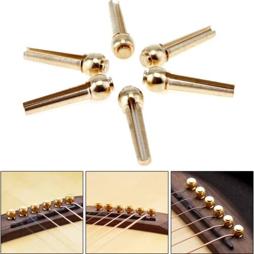 6pcs/set Pure Copper Brass Guitar Bridge Pin Strings Nail Pegs for Folk Acoustic Guitars Keep Full Timbre More Stable