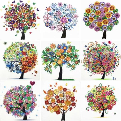 AZQSD Diamond Painting Mosaic Tree Special Shaped Handmade Gift Picture of Rhinestones Flower Drill Home Decor 24x24cm