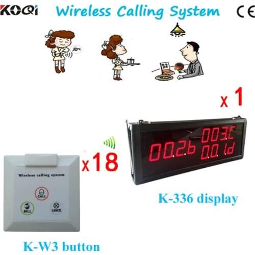 Wireless Call Calling Waiter Server Paging Service System w LED Display Receiver+Wall calling bell