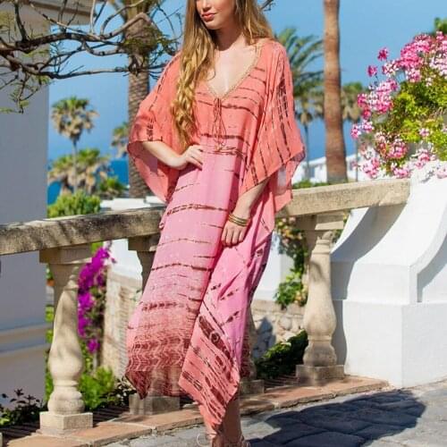Plus size Maxi Beach Boho Dress Bikini Cover up Robe Femme Sarong Bathing suit Cover ups Ropa de Playa Mujer 2021 Cover ups