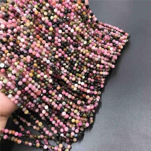 Small beads 2 3 4mm natural stone Micro Faceted loose beads isolation Tourmaline DIY necklace jewelry section loose gem beads