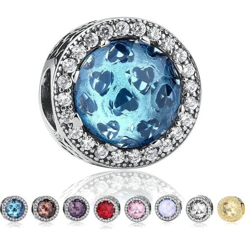 Crystal Ball S925 Sterling Silver Beads Mosaic Zircon Fit Original Charm Bracelets Bangles Jewelry Making Supplies ICNWAY