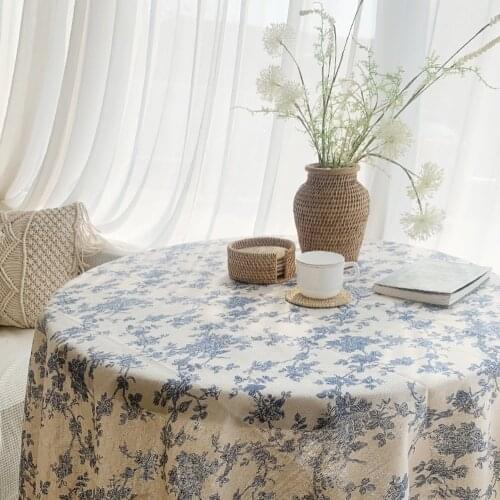 Floral Tablecloth Coffee Table Cover Ins Style Floral Room Decoration Home Decoration Hand-woven Cotton Linen Outdoor Picnic