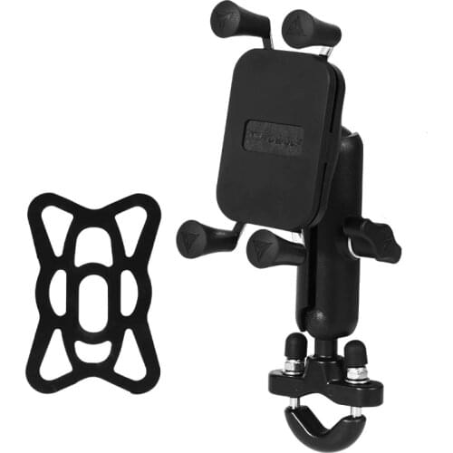 Motorcycle Phone Holder for Moto Motorbike Mirror Handlebar Mobile Stand with USB Fast Charger for 4-6.5inch Cellphone GPS Mount