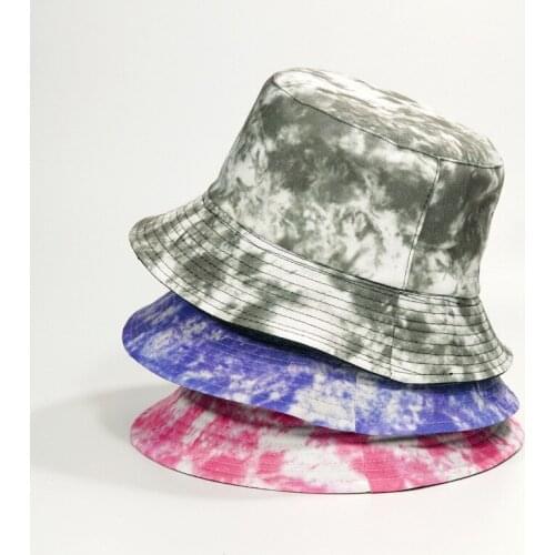 Double-sided Cotton Cap Visor Bucket Hat Men Women Street Trend Hat Women Tie-dyed Panama Reversible Fisherman Hat