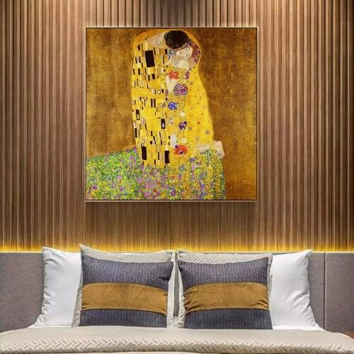 Gustav Klimt Kiss Paintings On The Wall Portrait Of Adele Bloch Wall Art Canvas Prints Decoraitve Wall Pictures For living Room