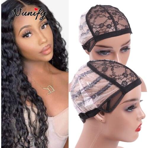 Nunify 5Pcs/Lot Wholesale Disslove Wig Caps With Adjustable Starp Diy Wig Cap For Making Wigs Inner Lace Weave Cap S M L Size