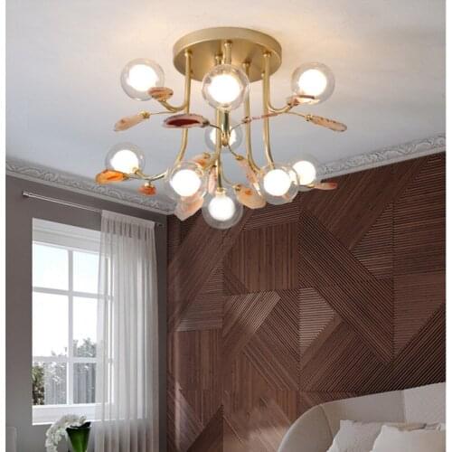 Creative Art Agate Stone Bedroom Ceiling Light Loft Warm Living Dinner Study Cafe Glass Led Ceiling Light Fixtures Free Shipping