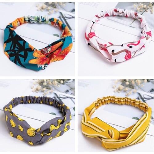 Summer Chiffon Headband Women Hair Accessories Bandanas Turban Twist Cross Hairband Headwrap Girls Flower Striped Knot Hair Band