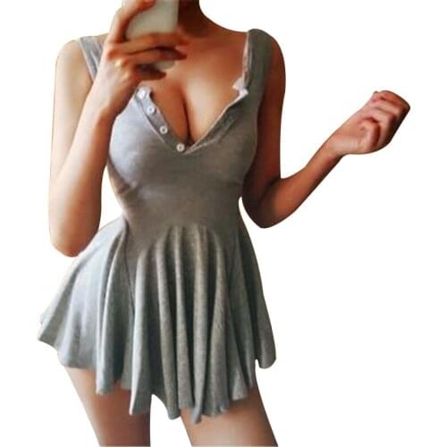 New 2019 Black Grey Sexy Playful Low-cut Irregular Large Dress Fashion Ballet vestidos Dress S-XXL 2 Color