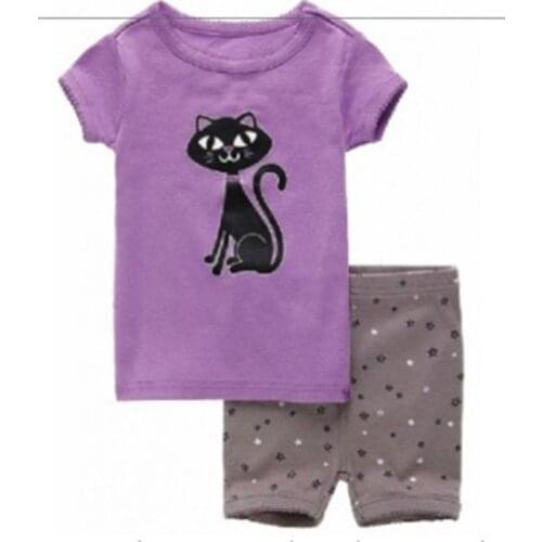 New Unicorn Pajamas For Girls Cat Summer Childrens Pajamas Sets Kids Short Sleeve Pyjamas Boys Cotton Pijamas Sleepwear