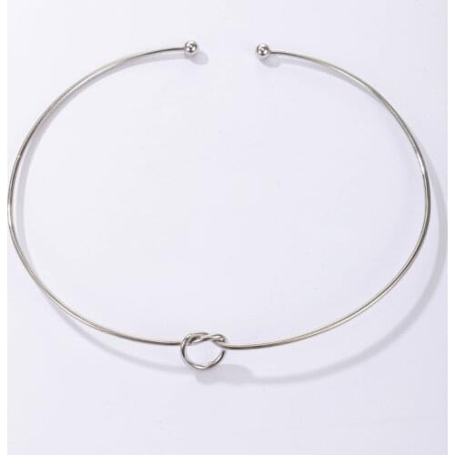 Docona Charm Silver Color Clavicle Necklace for Women New Trendy Geometry Opening Metal Necklace Party Jewelry Collar 18092