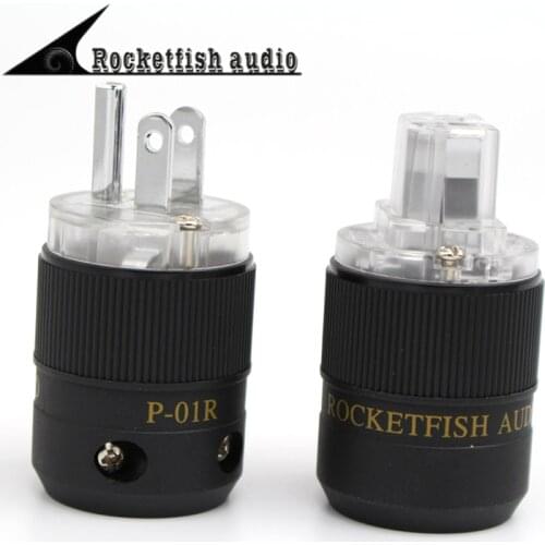 One Pair ROCKETFISH Rhodium-Plated US AC Power Plug & IEC Connector for DIY Power Cable Amplifier HiFi Audio adapter