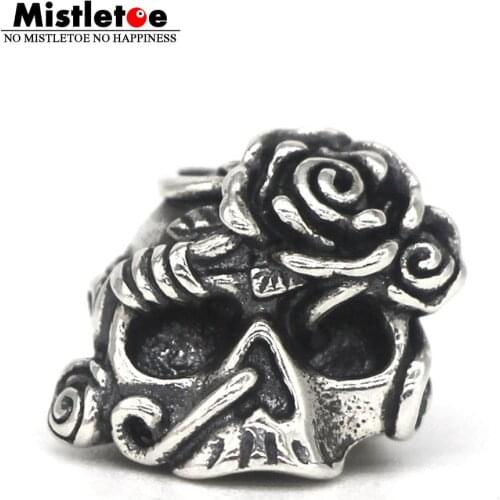 Mistletoe 925 Sterling Silver Rose Skull Charm Bead Fit Bella Fascini Bracelet Jewelry