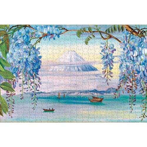 Oversized Adult Puzzle 2000 Pieces Ukiyo-e Wisteria Mount Fuji Oil Painting Landscape Holiday Gift Educational Toy