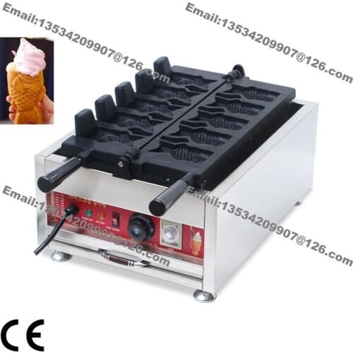 Popular 10x7cm Commercial Use Non-stick 110v 220v Electric 5pcs Ice Cream Taiyaki Fish Waffle Maker Machine Baker Iron