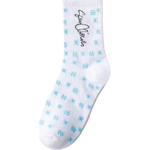 Casual letters mens and womens socks Snowflake sports cotton socks