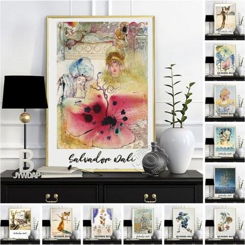 Salvador Dali Retro Art Print Poster, Surrealism Exhibition Museum Canvas Painting, Vintage Plants Flowers Fruits Wall Art Decor