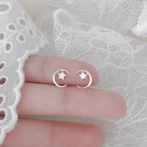 Stud Star Moon Earrings For Women Girl Fashion Korean New Trend Simple Sister Birthday Gift Female Jewelry Accessories BOYULIGE