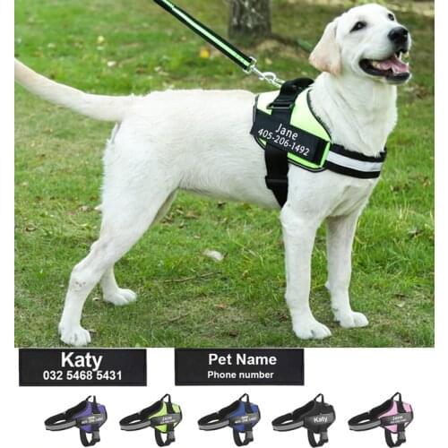 Personalized Custom Reflective Breathable Dog Harness NO PULL Adjustable Pet Harness for Small Large Dog Harness Vest with Patch