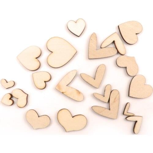 Mix Natural Wooden Heart Ornament Handmade Wooden Crafts Accessory Home Decoration Scrapbookings DIY 15-30mm 50pcs MZ312