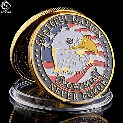 USA Challenge Navy USAF USMC Army Coast Guard Freedom Eagle Gold Plate Rare Coin Collection