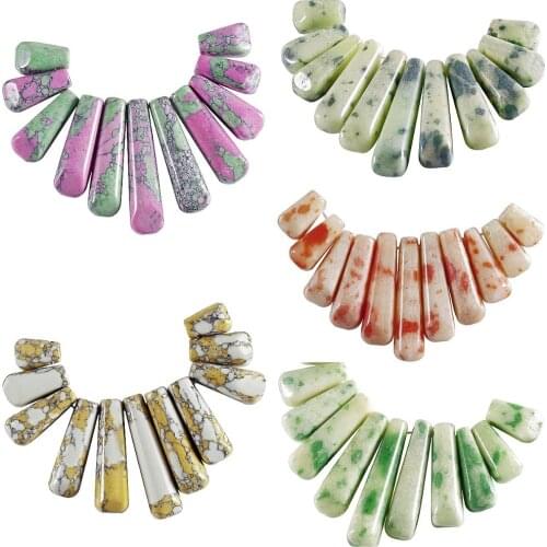 TUMBEELLUWA 11Pc/Set Howlite Stone Loose Beads for Jewelry Making,Top Drilled Bar Sticks Pendant Beads Set