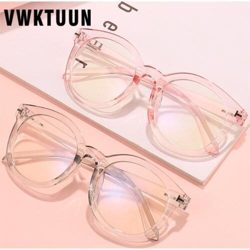 VWKTUUN Transparent Glasses Frames Oversized Eyeglasses Frame Women Men Anti Blue Light Glasses Round Optical Glasses Frame