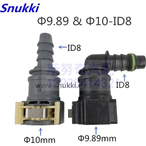 High quality 9.89mm ID8 90 degree SAE 10 Fuel pipe joint plastic fittings Fuel line quick connector for Citroen Peugeot 2pcs