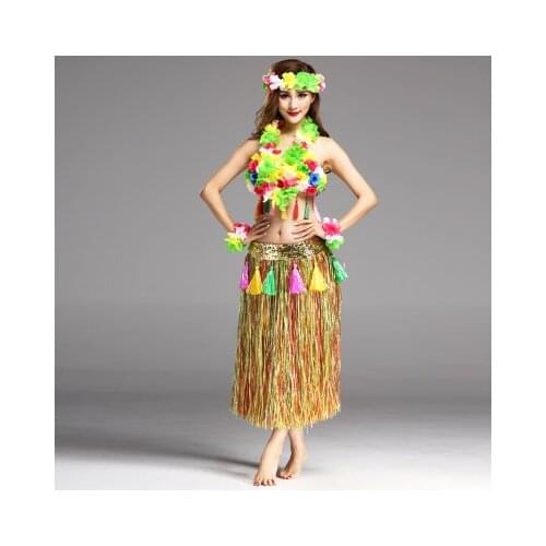 Hula Skirt Hawaiian Costumes 80CM Women Grass Skirts Plastic Fibers Ladies Dress Festive Party Supplies