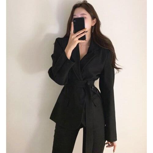 French Style Elegant Turn Down Collar Women Blazer Fashion Single Breasted 2021 New Spring Long Sleeve Ladies Slim Suit Coat