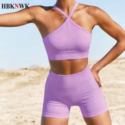 2 Pcs/Set Women Yoga Set Fitness Sports Suit Female Sexy Sleeveless Sport Bra+High Waist Gym Shorts Women Sportwear Clothes Suit