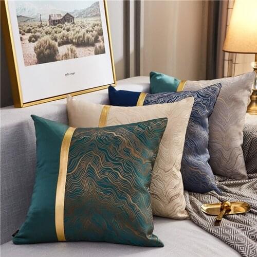 Gold Stamping Patchwork Cushion Covers Navy Blue Yellow Gray Throw Pillow Cases for Living Room Bedroom Sofa Car