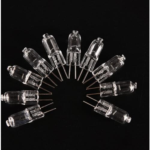 10 PCS Halogen G4 AC12V 20W Lamp JC Type G4 Halogen Light Bulbs G4 Base Clear Halogen inserted beads crystal lamp