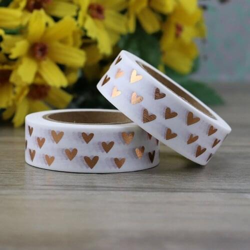 15mm*10m Heart Foil Washi Tape Japanese Kawaii Scrapbooking Tools Masking Tape Christmas Photo Album Diy Decorative Tapes