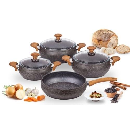 2021 Cookware Set of 7 Non-Stick Granite Cookware Fireproof Induction Cooker 1st Class Quality Turkish Production Asian-European