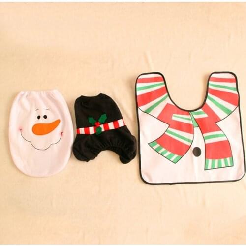 3PCS/SET Christmas Series Toilet Seat Cover Standard Bathroom Toilet Seat Thicken Warm Soft Toilet Cover Cushion Lid Pad