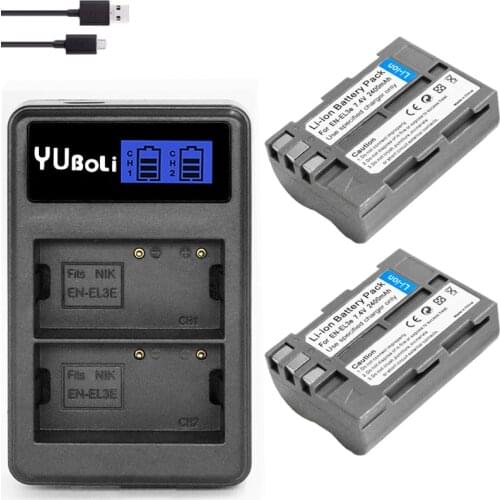 4X 7.4V 2400MAH EN-EL3E EN EL3e ENEL3e EL3 Battery + LCD CHARGER For Nikon D300S D300 D100 D200 D700 D70S D70 D80s D80 D90 D50