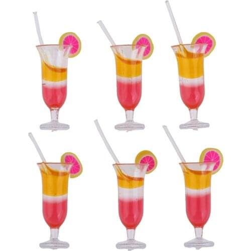 6Pcs 1:12 Dollhouse Miniature Drink Juice Cups Dolls Kitchen Food Accessories Simulation Kitchen Toys