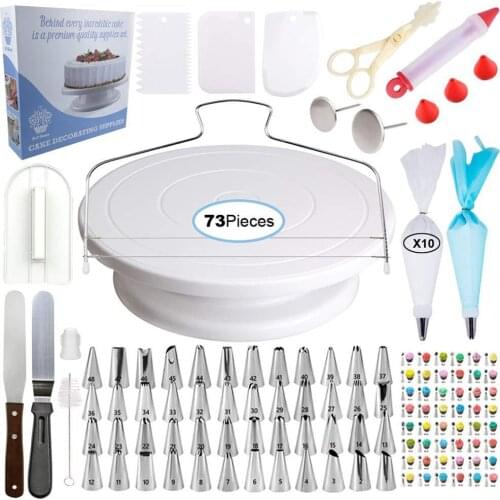 73 PCS Plastic Cake Rotary Table Set DIY Pastry accessories Cake Stand Cake Turntable Rotating Cake Decorating Baking Tool