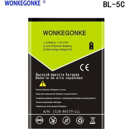 WONKEGONKE 1500mAh BL-5C bl 5c Battery for Nokia C2-06 C2-00 X2-01 1100 6600 6230 5130 2310 3100 6030 3120 3650 626