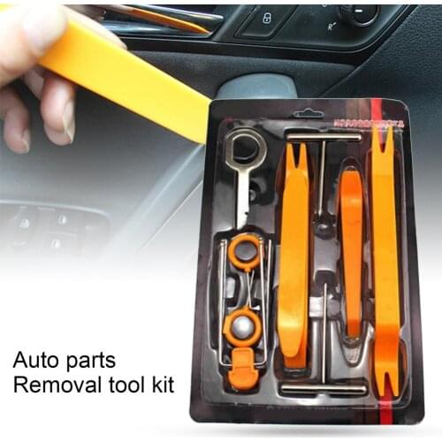 12Pcs/Set Car Audio Assembly Universal Professional Orange Dashboard Audio Disassembly Tool Kit Soundproof Modified Door Rocker