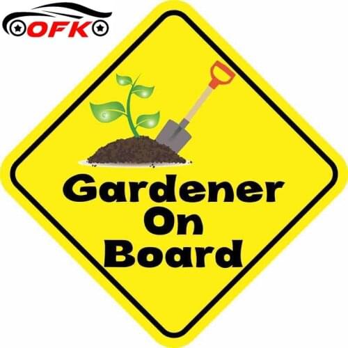 OFK Car Sticker Garden GARDENER ON BOARD Warning Mark Reflective Decal Motorcycle Parts 13CM*13CM