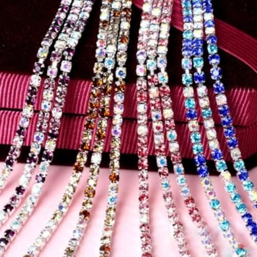 1m Mixed color 2/2.5/2.8/3mm AB Rhinestone Claw Chain Encrypted Grab Chain for Dress Decoration Trim Applique Sew on Garment