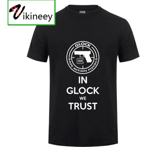 Glock Handgun USA Logo T Shirt Men Streetwear Casual Short Sleeve Round Neck Cotton T-Shirt Summer Tops Tee Camisetas Hombre