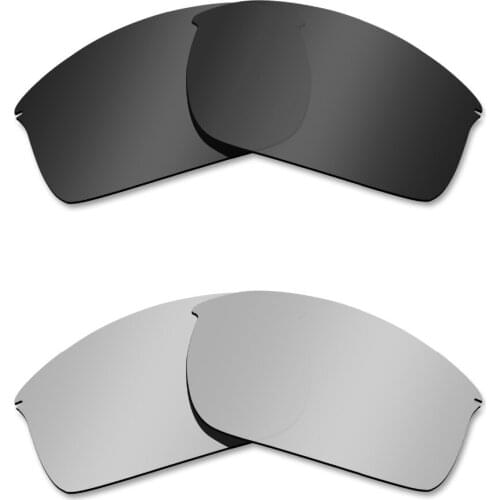 Glintbay 2 Pairs Polarized Sunglasses Replacement Lenses for Oakley Wiretap Stealth Black and Silver Titanium