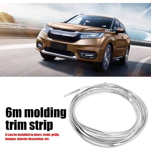 6M Chrome Moulding Trim Strip Car Door Edge Scratch Guard Protector Cover Strip Roll Universal Decorative Line Car stickers