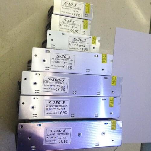 5V 2A/3A/4A/5A/8A/10A/12A/20A/30A/40A/60A SwitchLED Power Supply Transformers For WS2812B WS2801 APA102 8806 LED Strip