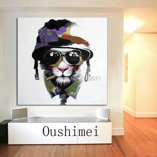 Free Shipping High Skills Artist Hand-painted Various Kinds of Animals Oil Painting On Canvas Hand-painted Dog Canvas Painting