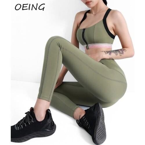 2021 Workout Legging Sets Zip Uo Bras Push Up Tights Gym 2 Piece Yoga Suits Seamless Sport Wear Fitness Clothes